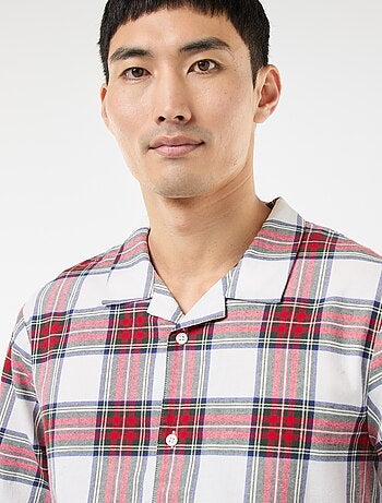 Pijama comprido com estampado de xadrez - 2 peças