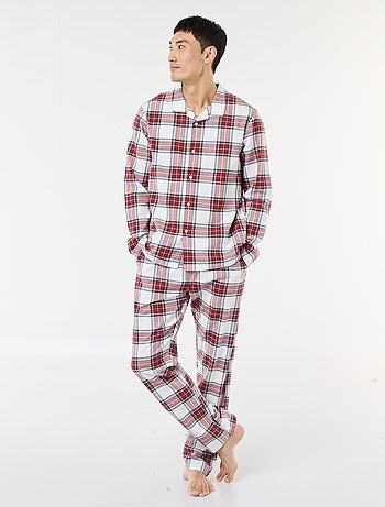 Pijama comprido com estampado de xadrez - 2 peças