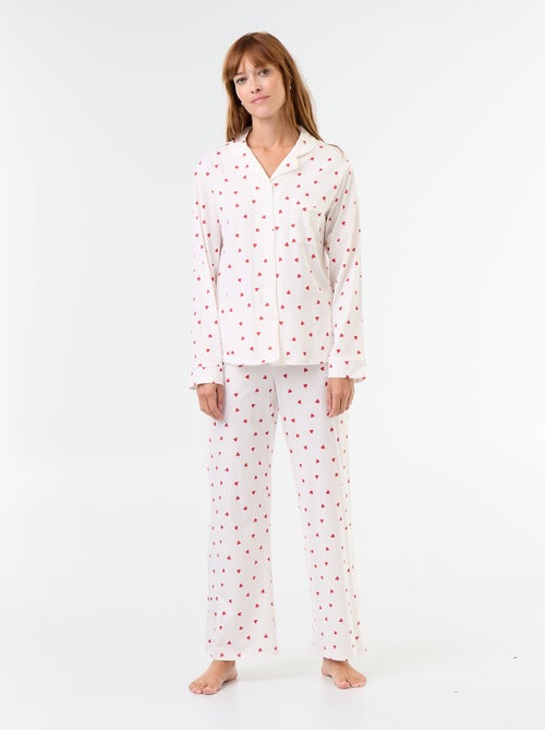 Pijama comprido com padrão - 2 peças - Kiabi