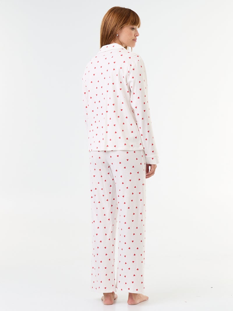 Pijama comprido com padrão - 2 peças Branco - Kiabi