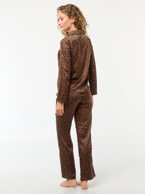 Pijama comprido com padrão leopardo - 2 peças - Kiabi
