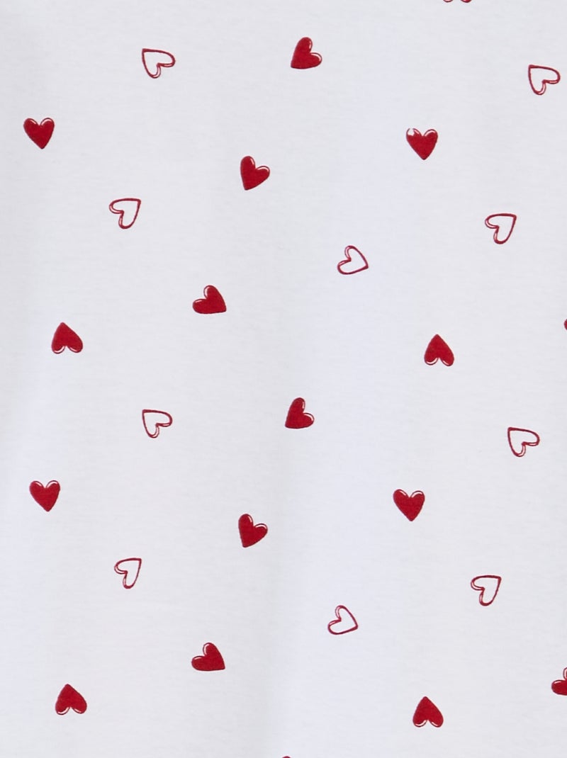 Pijama comprido com t-shirt + calças - Dia dos Namorados BRANCO - Kiabi