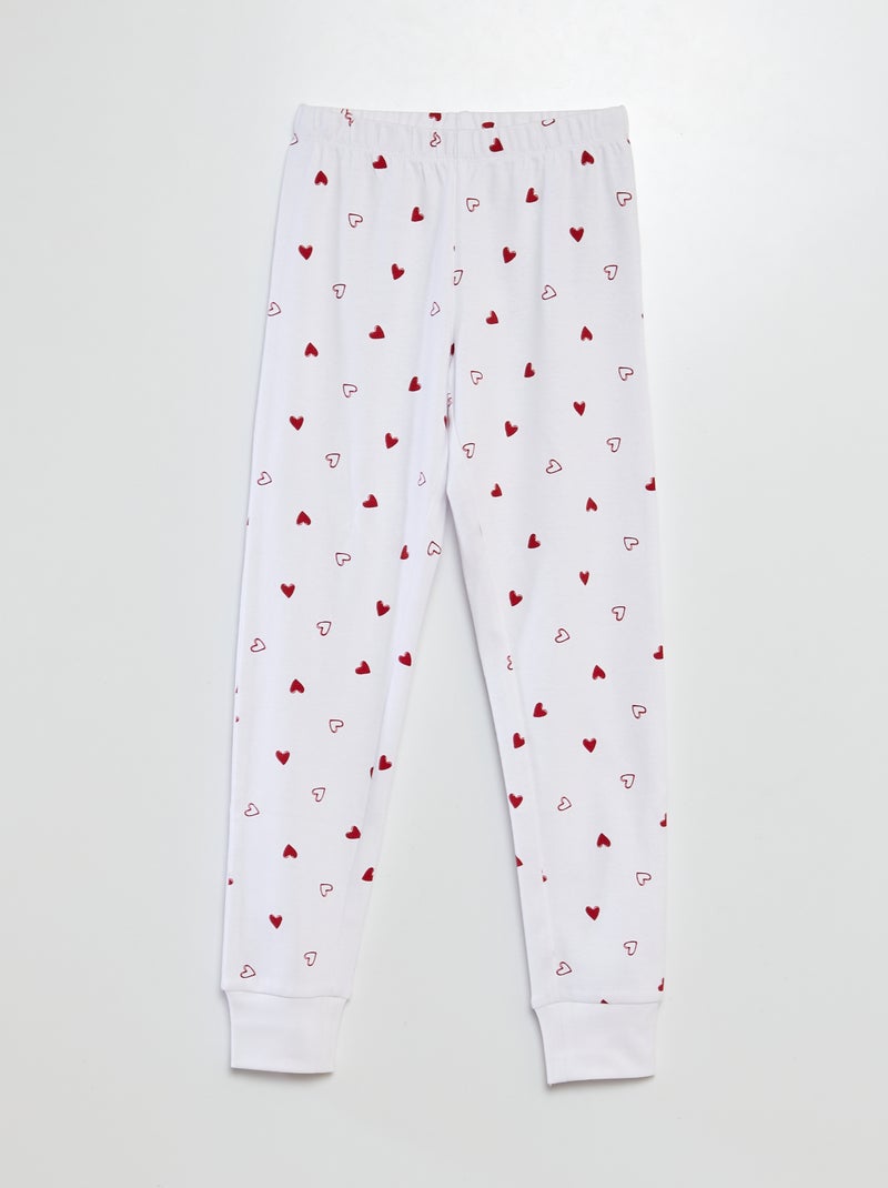 Pijama comprido com t-shirt + calças - Dia dos Namorados BRANCO - Kiabi