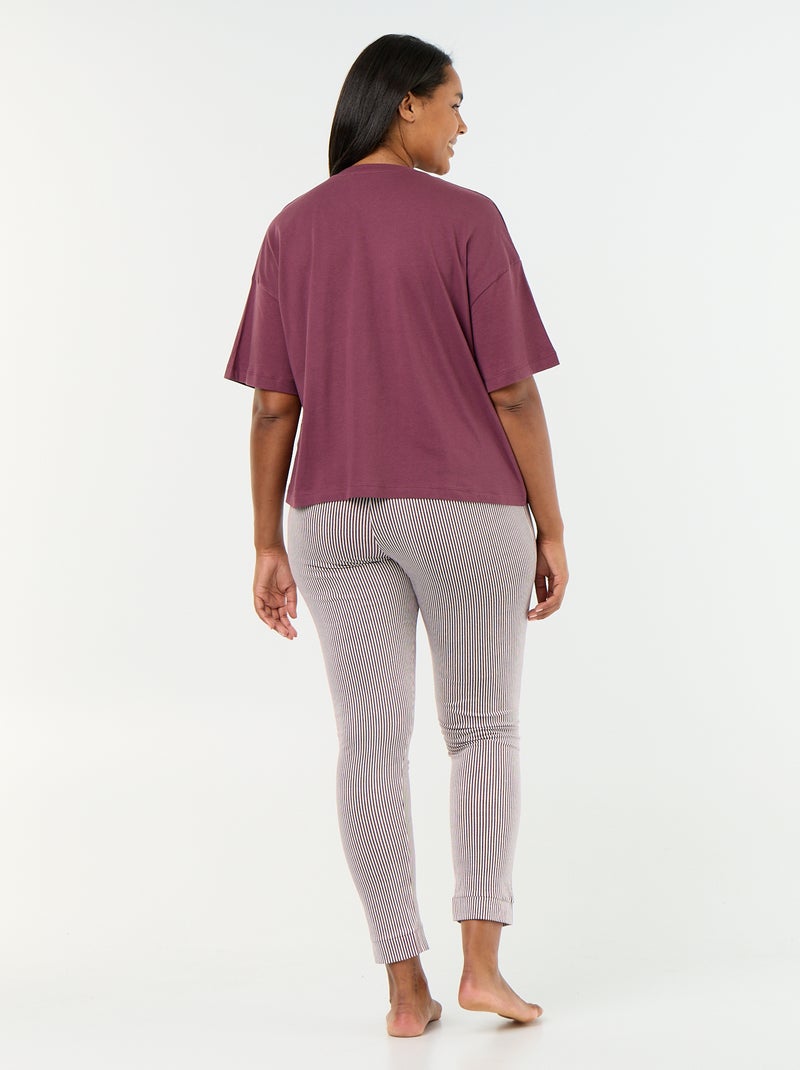 Pijama comprido de 2 peças às riscas Vermelho - Kiabi