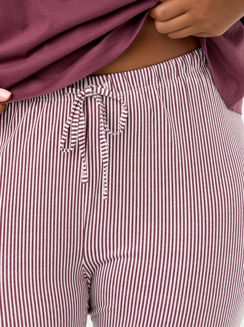 Pijama comprido de 2 peças às riscas Vermelho - Kiabi