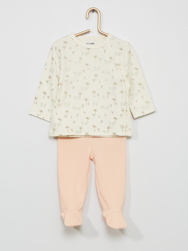 Pijama comprido de 2 peças BRANCO - Kiabi