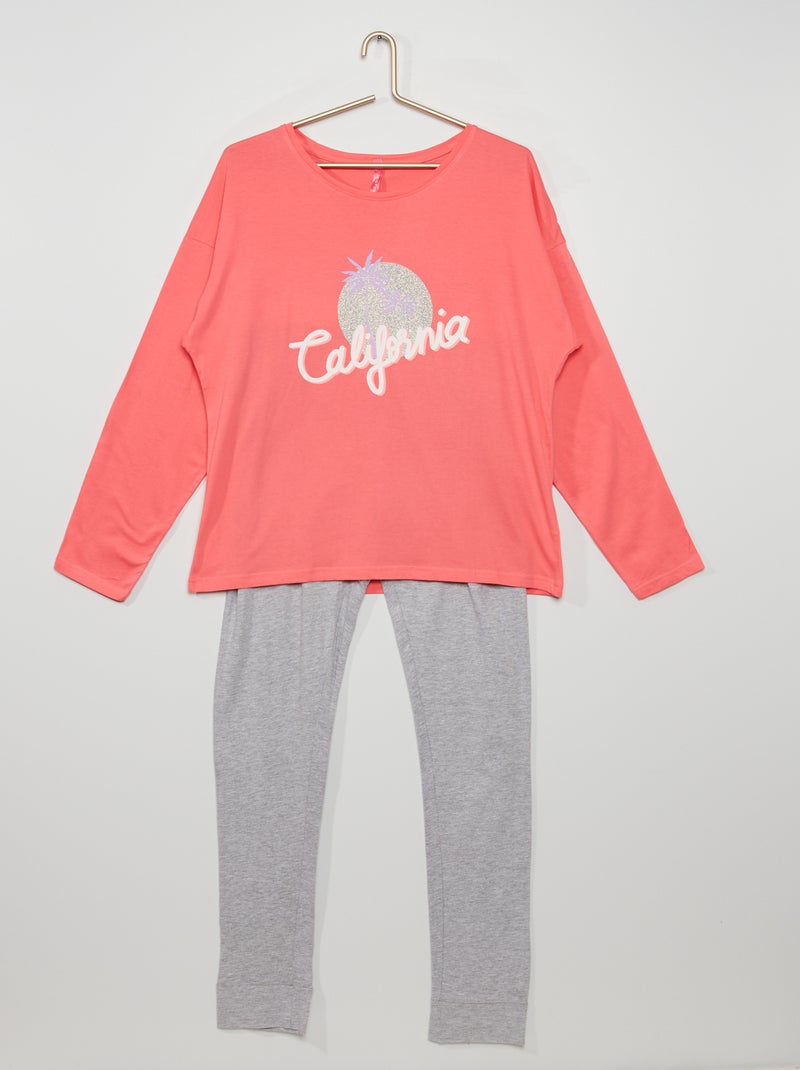 Pijama comprido de 2 peças 'California' Rosa - Kiabi