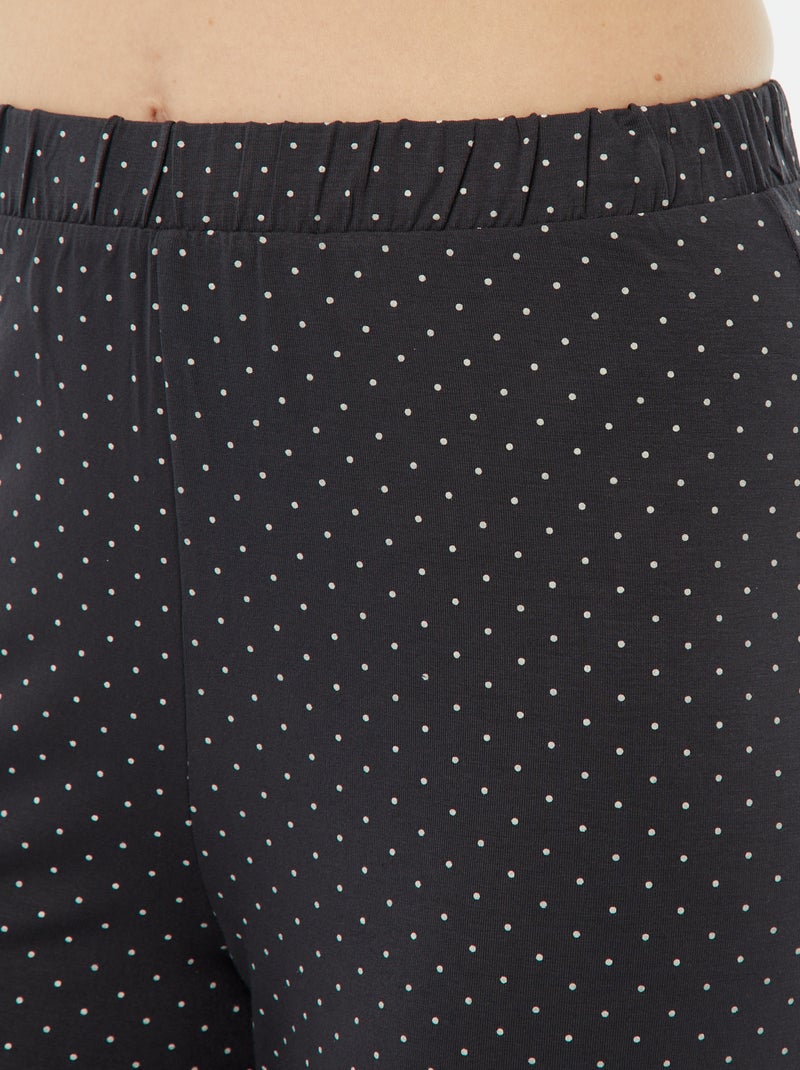 Pijama comprido de 2 peças em malha extra fluida PRETO - Kiabi