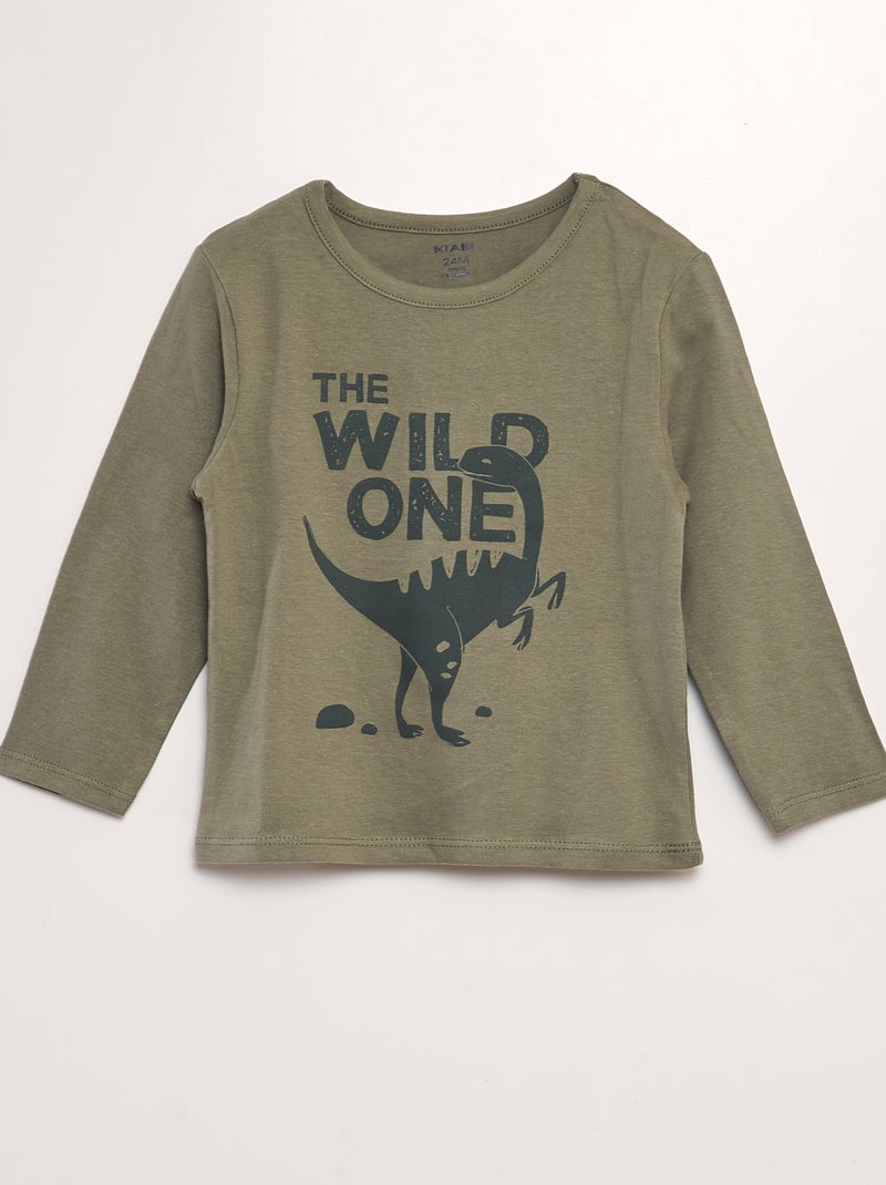 Pijama comprido de 2 peças estampado VERDE - Kiabi