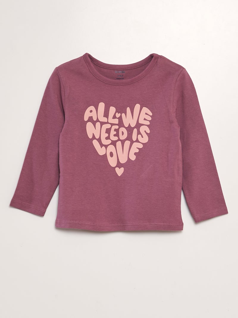 Pijama comprido de 2 peças estampado VERMELHO - Kiabi