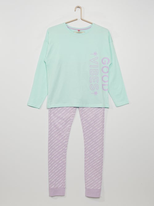 Pijama comprido de 2 peças 'Good vibes' - Kiabi