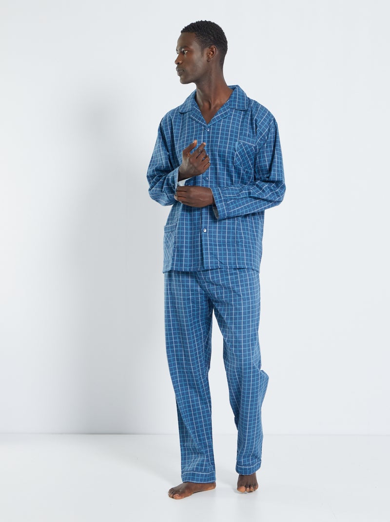 Pijama comprido de flanela 2 peças Azul - Kiabi