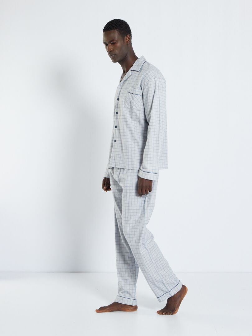 Pijama comprido de flanela 2 peças Cinza - Kiabi