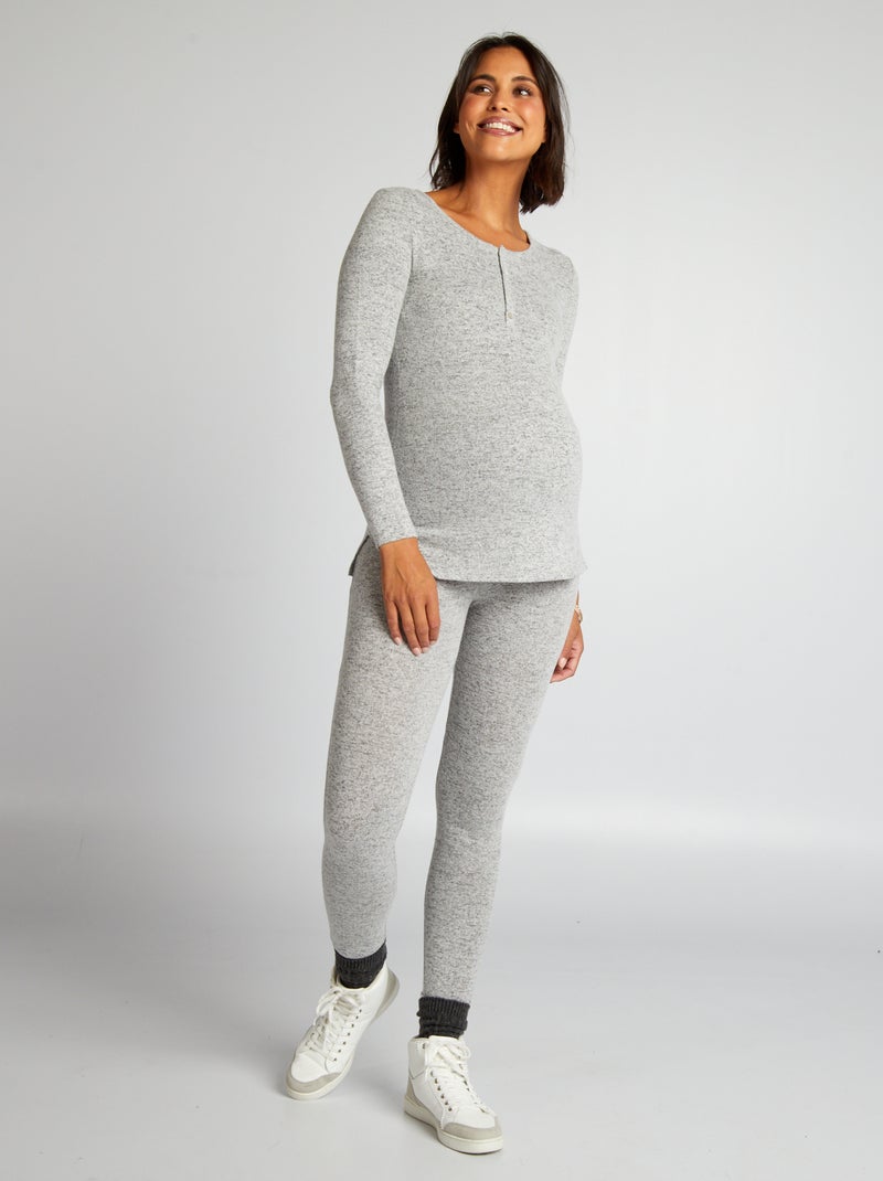 Pijama comprido de malha peluche - 2 peças CINZA - Kiabi