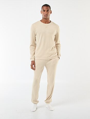 Pijama comprido de material gofrado e suave - 2 peças