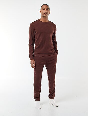 Pijama comprido de material gofrado e suave - 2 peças