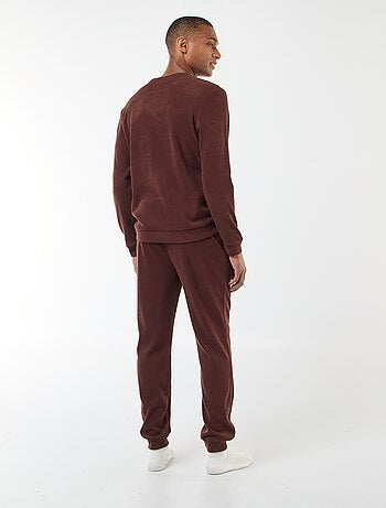 Pijama comprido de material gofrado e suave - 2 peças