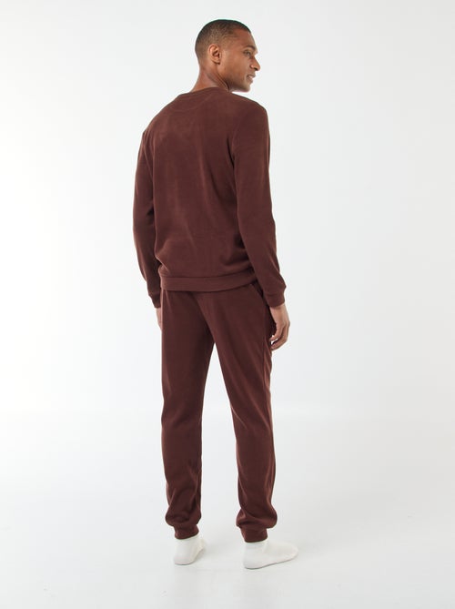 Pijama comprido de material gofrado e suave - 2 peças - Kiabi