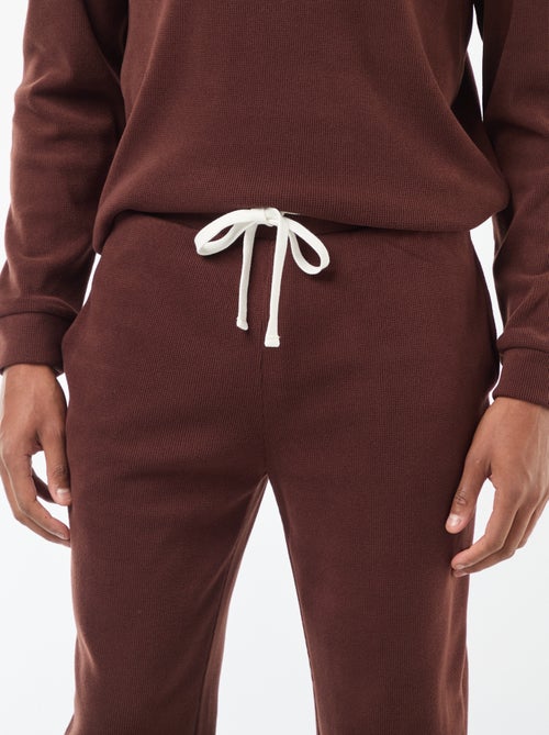 Pijama comprido de material gofrado e suave - 2 peças - Kiabi