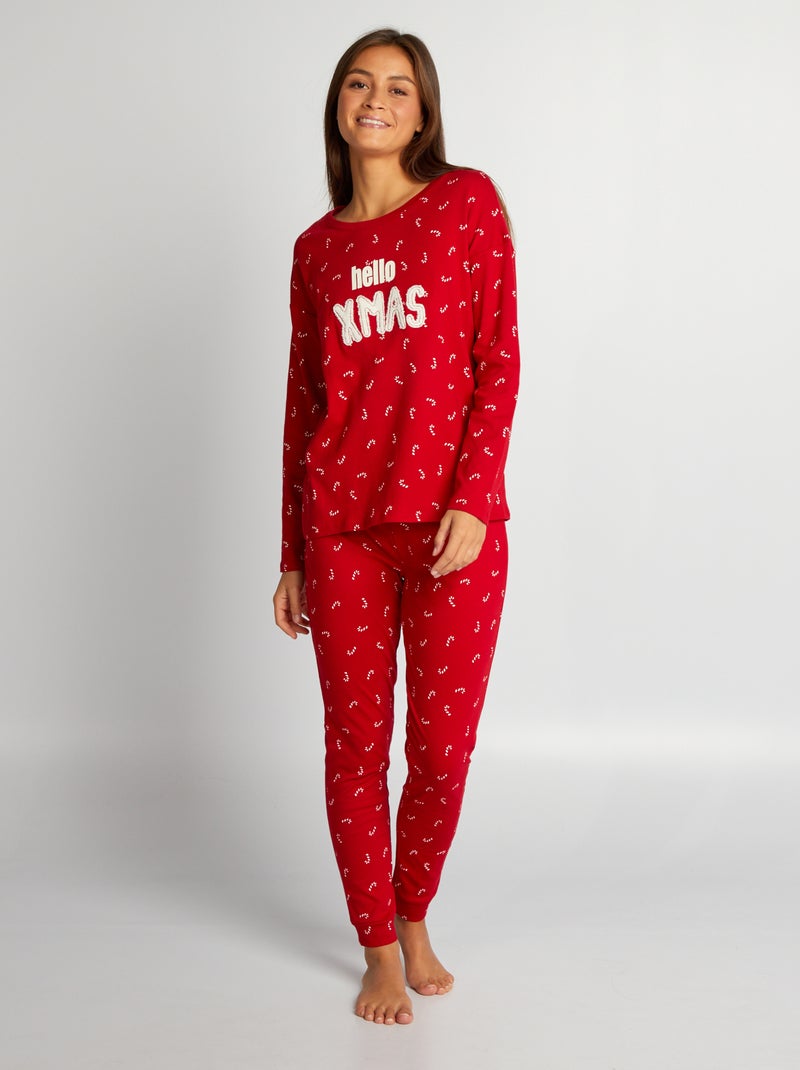 Pijama comprido de Natal - 2 peças VERMELHO - Kiabi