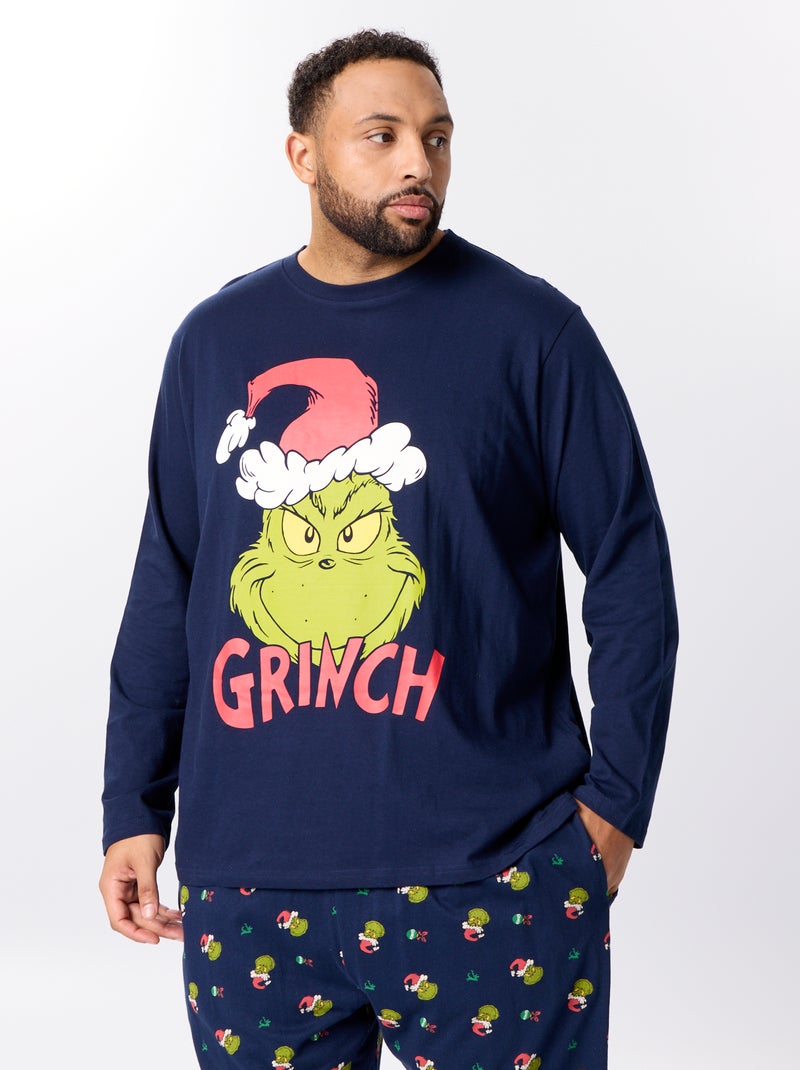 Pijama comprido de Natal - estampado "Grinch" - 2 peças Azul - Kiabi