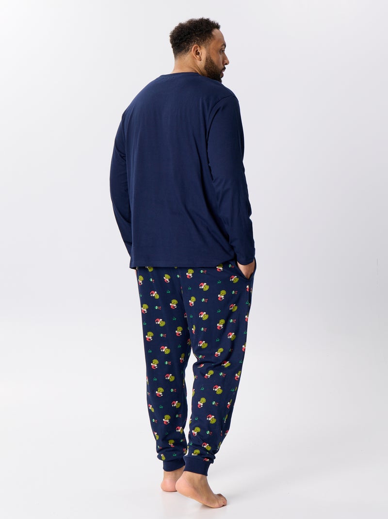 Pijama comprido de Natal - estampado "Grinch" - 2 peças Azul - Kiabi