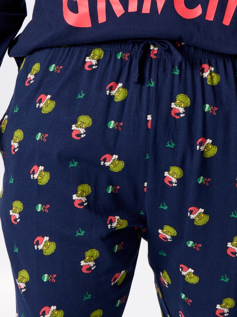 Pijama comprido de Natal - estampado "Grinch" - 2 peças Azul - Kiabi