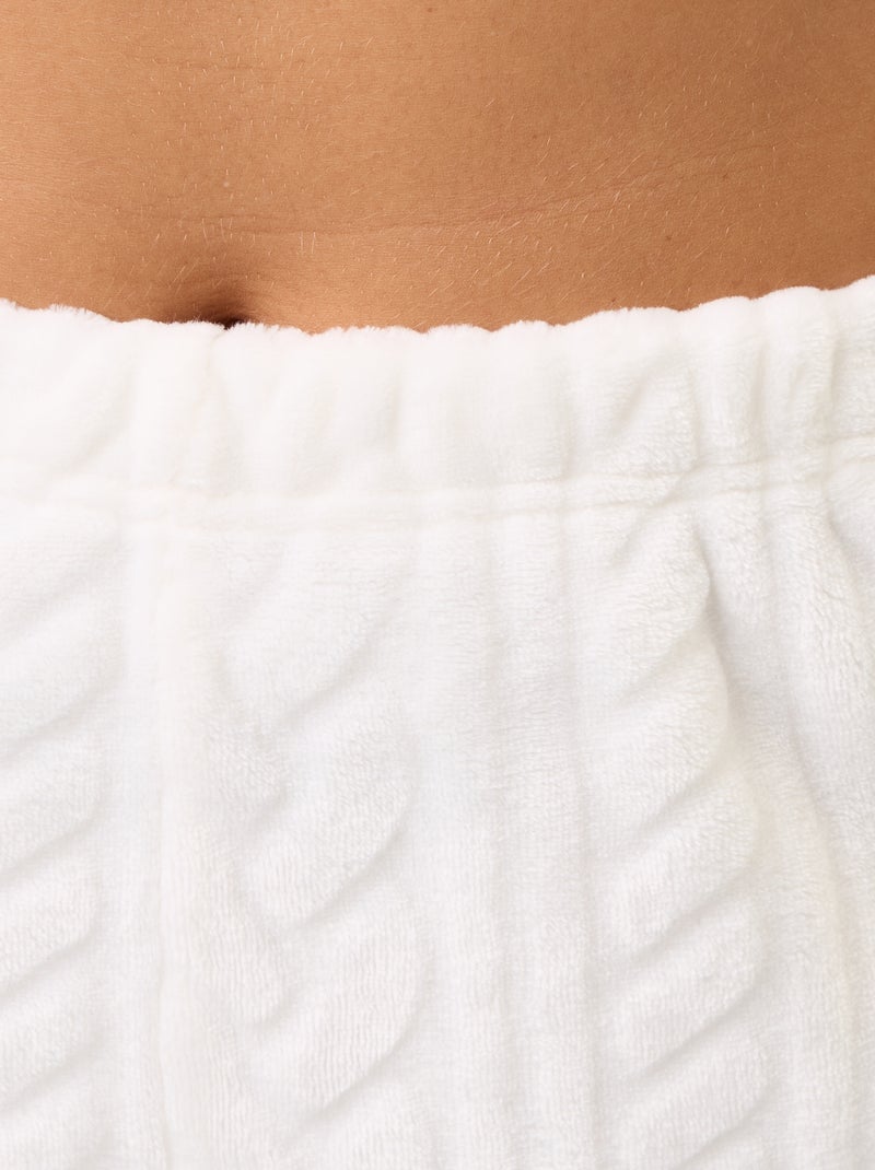 Pijama comprido de polar com tranças - 2 peças Branco - Kiabi