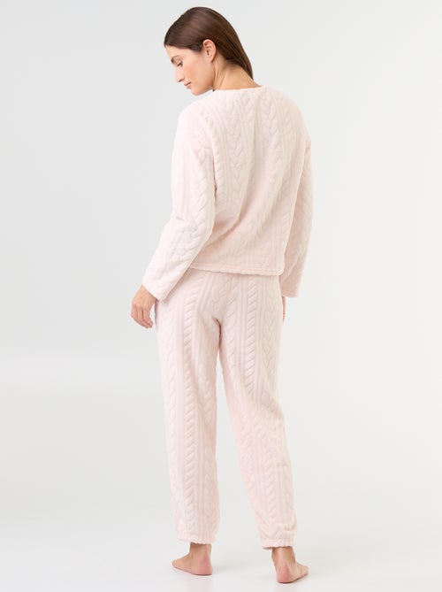 Pijama comprido de polar com tranças - 2 peças - Kiabi