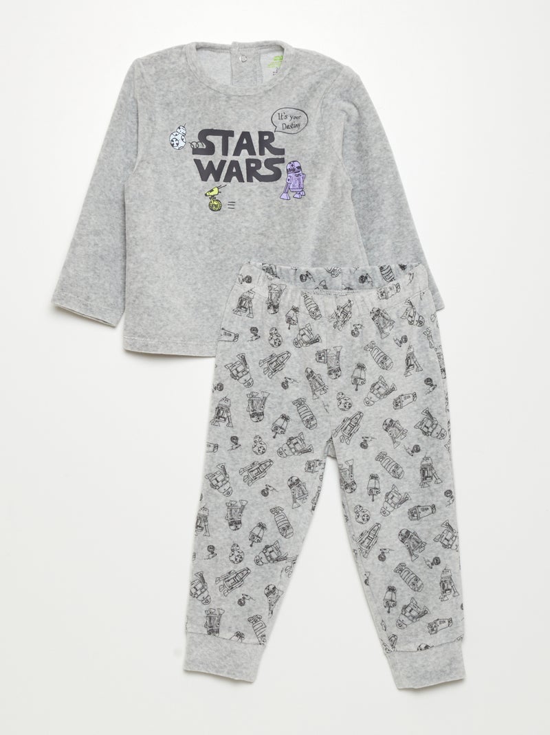 Pijama comprido de veludo - Estampado 'Star Wars' - 2 peças CINZA - Kiabi