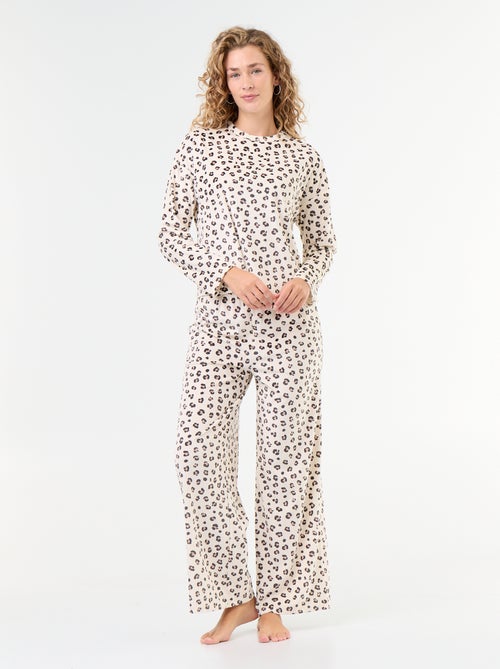 Pijama comprido de veludo canelado - 2 peças - Kiabi