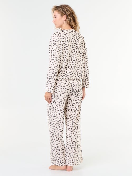 Pijama comprido de veludo canelado - 2 peças - Kiabi