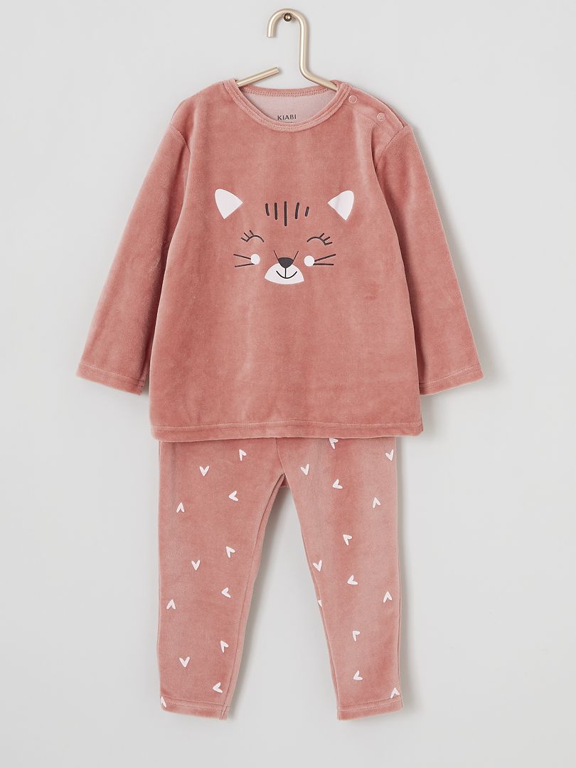 Pijama comprido de veludo Gato - Kiabi