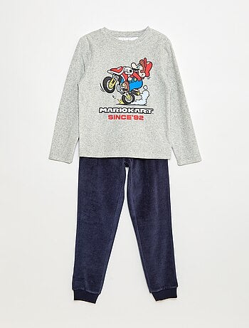 Pijama comprido de veludo 'Mario Kart' t-shirt + calças - 2 peças