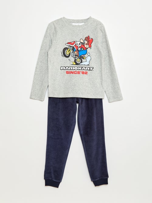 Pijama comprido de veludo 'Mario Kart' t-shirt + calças - 2 peças - Kiabi