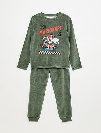 Pijama comprido de veludo 'Mario Kart' t-shirt + calças - 2 peças