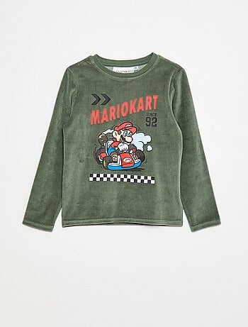 Pijama comprido de veludo 'Mario Kart' t-shirt + calças - 2 peças
