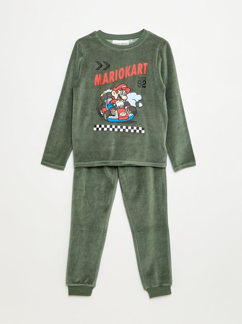 Pijama comprido de veludo 'Mario Kart' t-shirt + calças - 2 peças - Kiabi