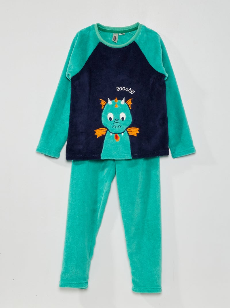 Pijama comprido 'dragão' - 2 peças Verde - Kiabi