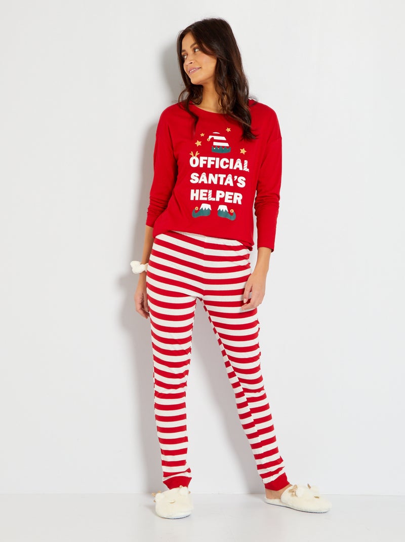 Pijama comprido 'Duende' - 2 peças VERMELHO - Kiabi
