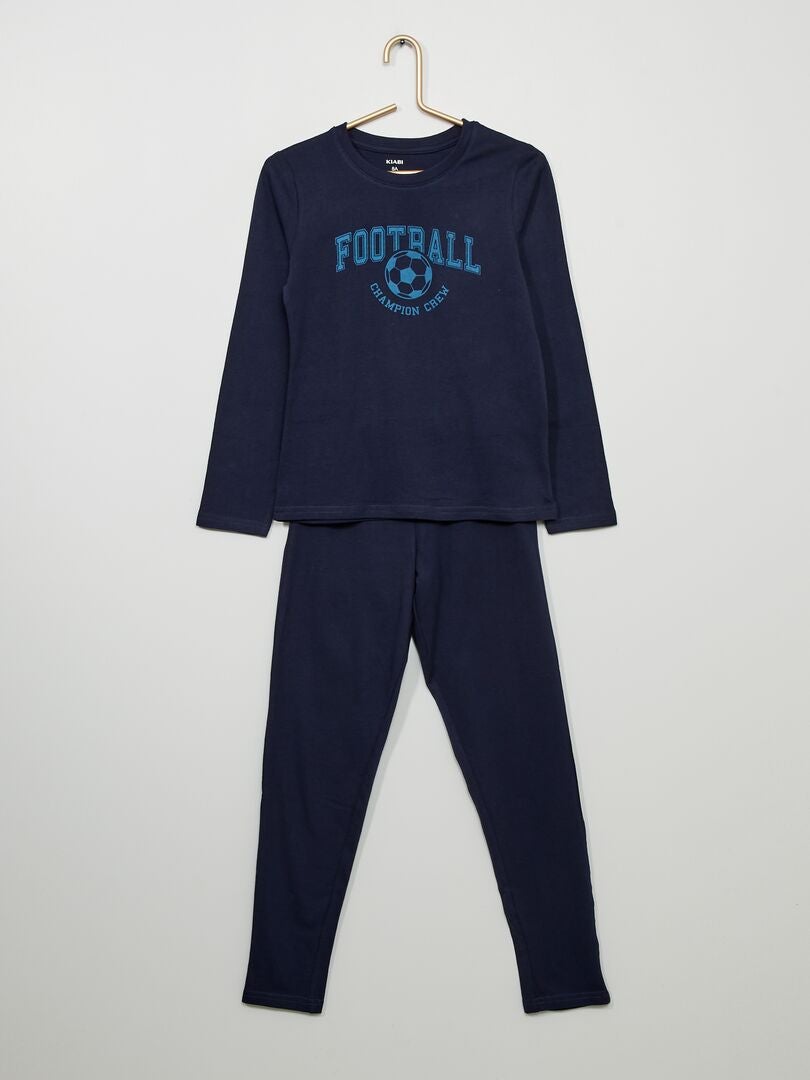Pijama comprido em jersey - 2 peças AZUL - Kiabi