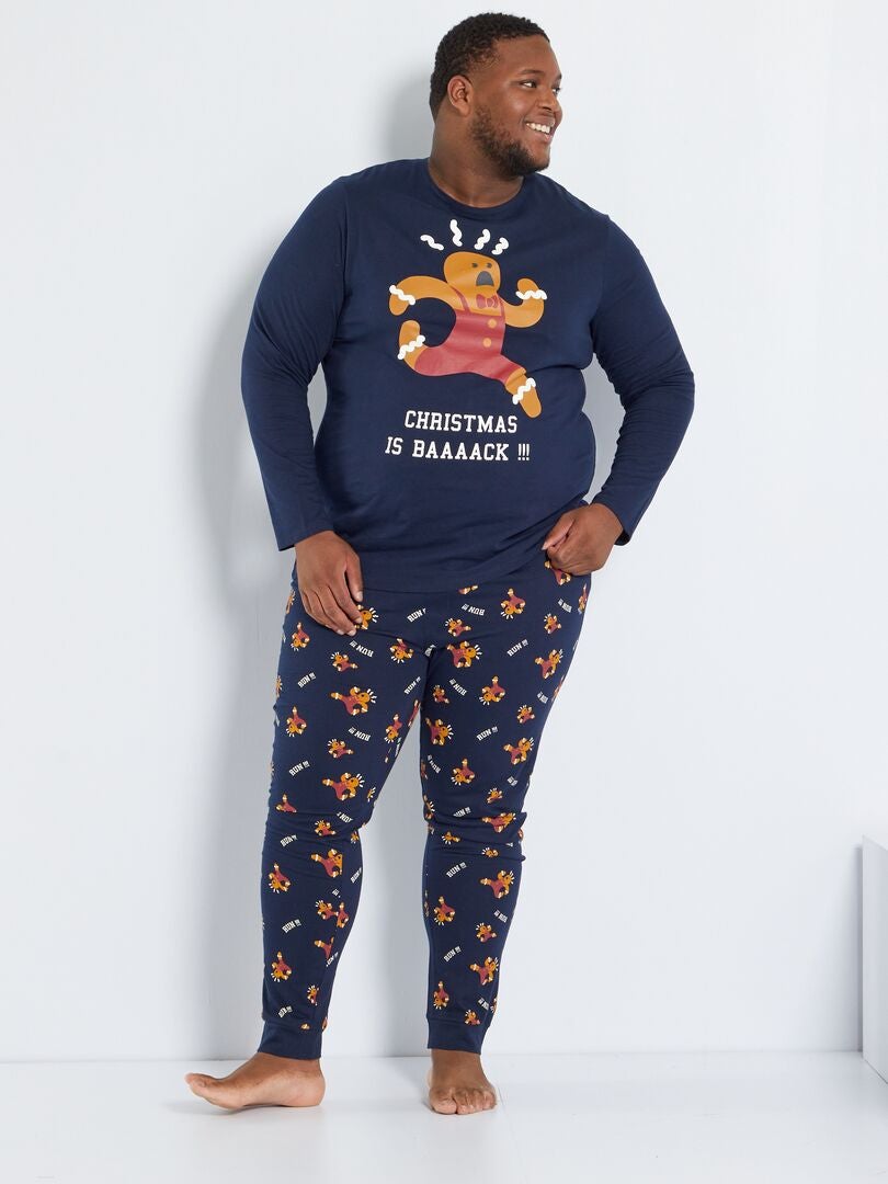 Pijama comprido em jersey  - 2 peças AZUL - Kiabi