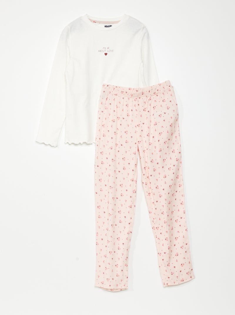 Pijama comprido em jersey - 2 peças BEGE - Kiabi