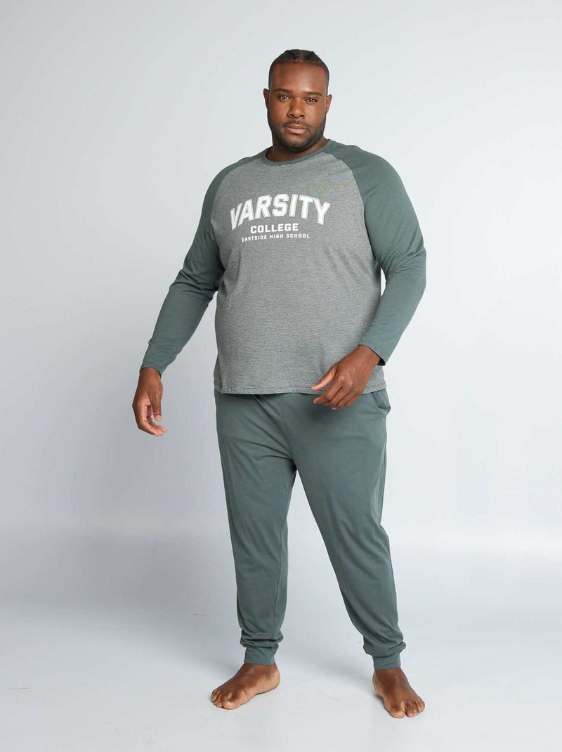 Pijama comprido em jersey - 2 peças VERDE - Kiabi