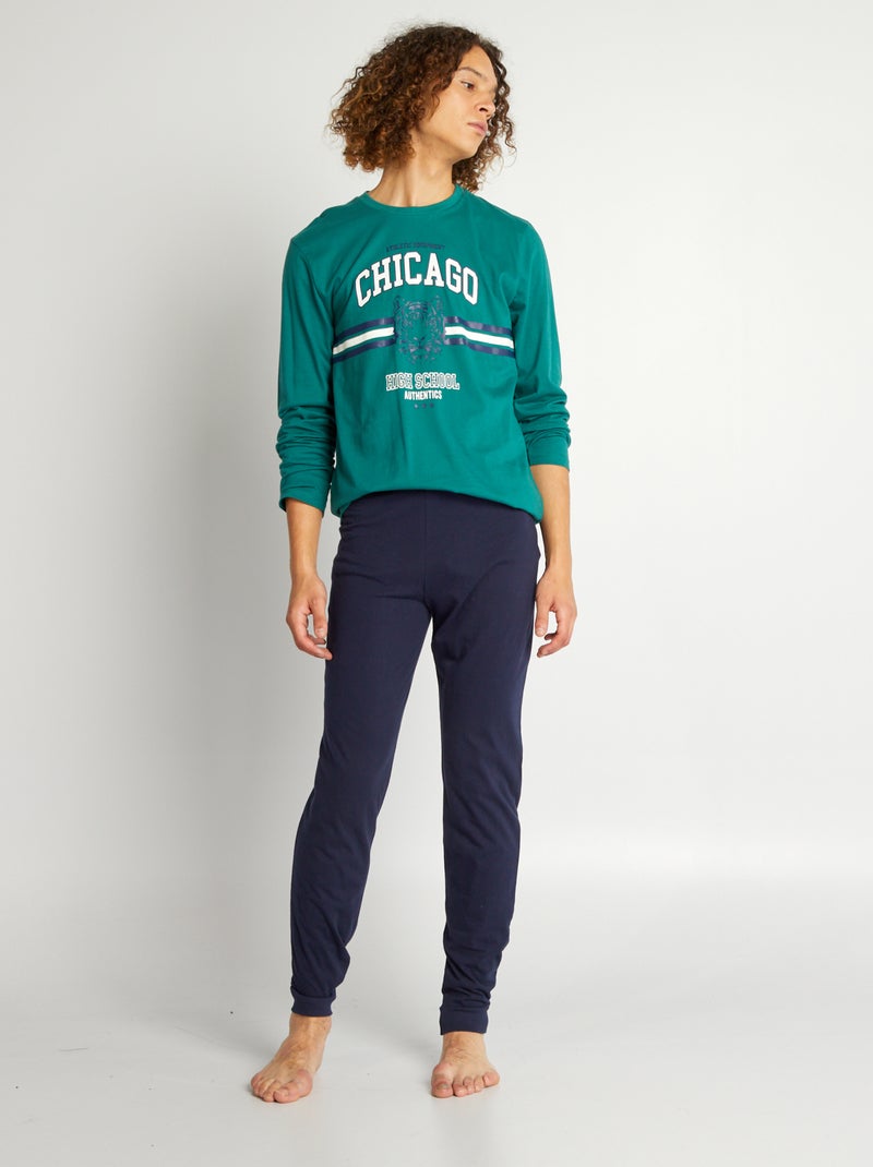 Pijama comprido em jersey  - 2 peças VERDE - Kiabi
