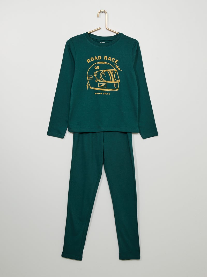 Pijama comprido em jersey - 2 peças VERDE - Kiabi