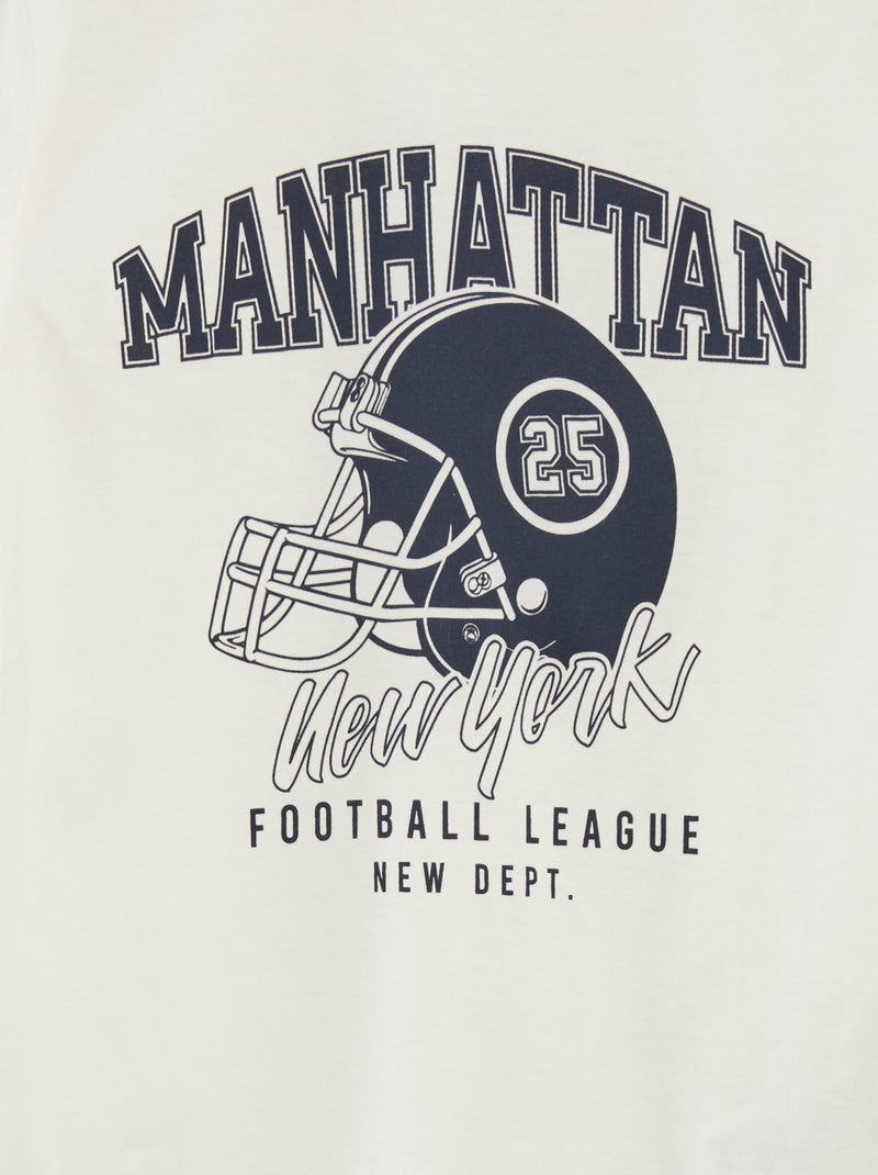 Pijama comprido em jersey com estampado - 2 peças BRANCO - Kiabi