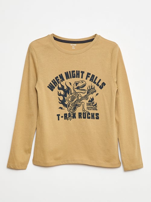 Pijama comprido em jersey com estampado - 2 peças - Kiabi