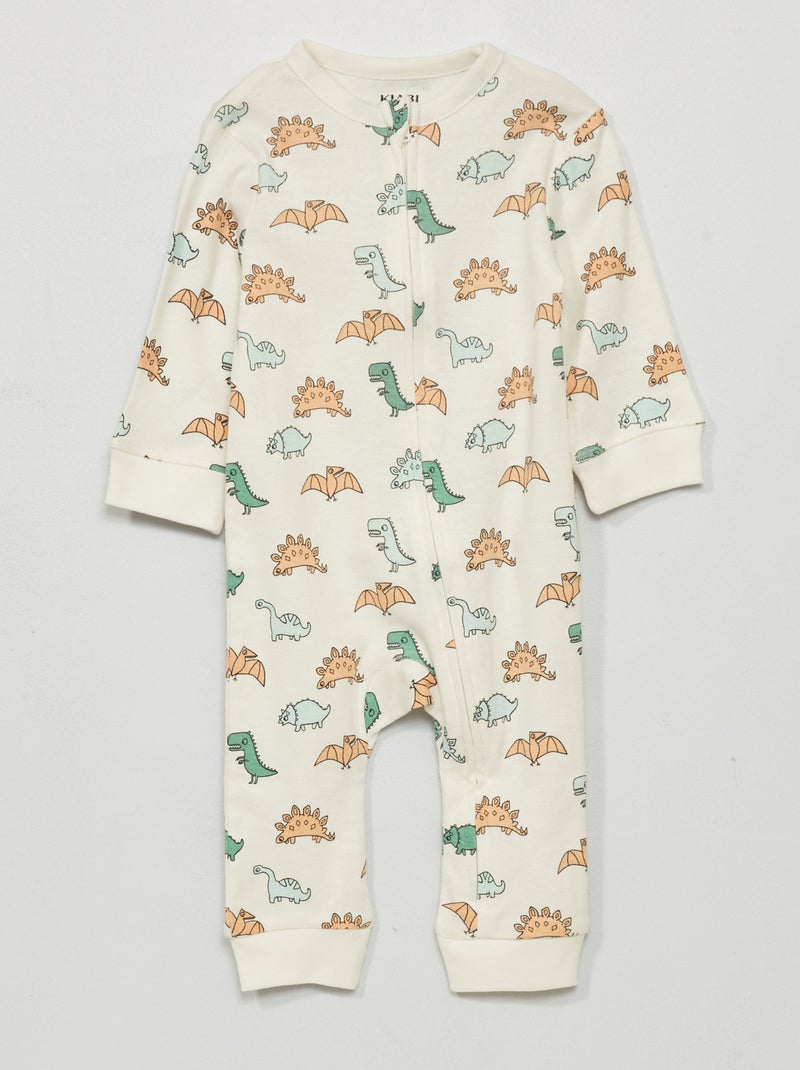 Pijama comprido em jersey com estampado BRANCO - Kiabi