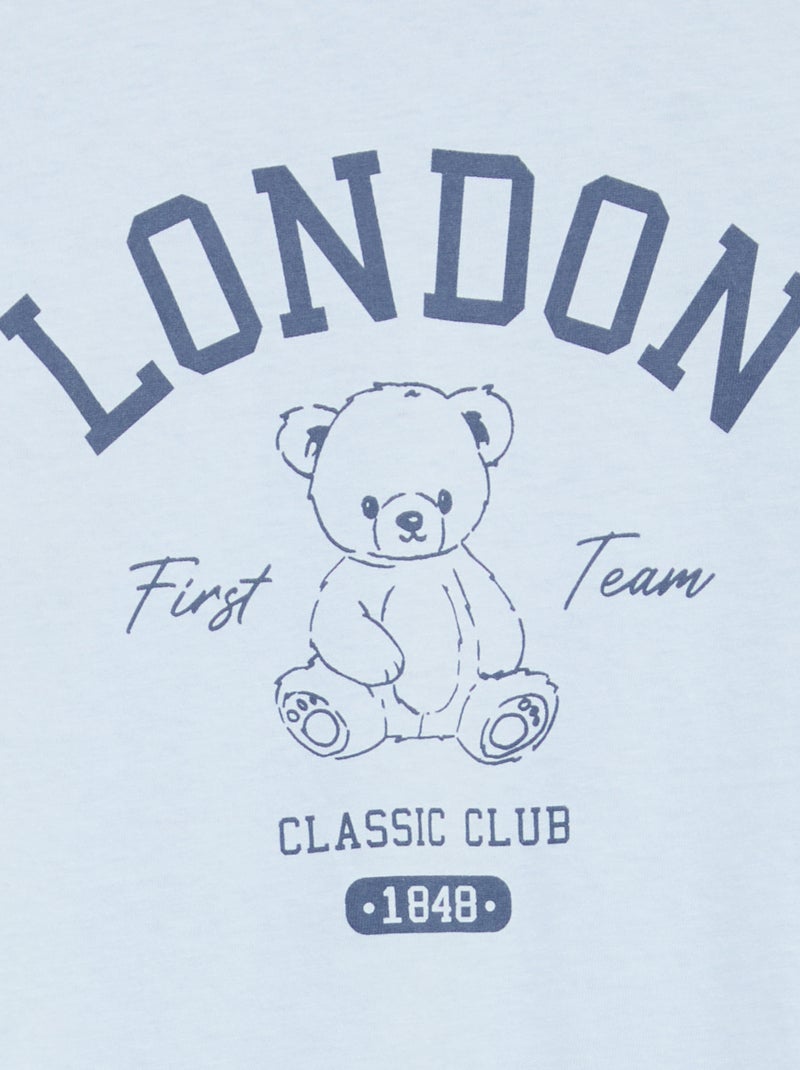 Pijama comprido em jersey de algodão - 2 peças Azul - Kiabi